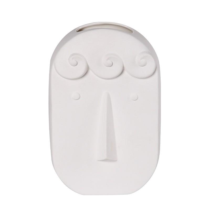 Modern Minimalist Ceramic Face Vase Dried Flowers White Decorative Tabletop Ornament Living Room Entryway Study
