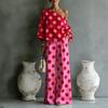 1116 Estate europea e americana nuovo colore pois off-the-shoulder elegante completo pantalone due pezzi per donna