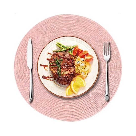 Round Placemats for Dining Table, Woven Heat Insulation Pad, Biodegradable Coasters for Dishes Cups, Farmhouse Kitchen Decor