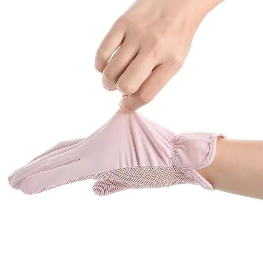 Mesh UV Protection Gloves Non Slip Thin Breathable Gloves Flip Touchscreen Ice Silk Gloves Walking