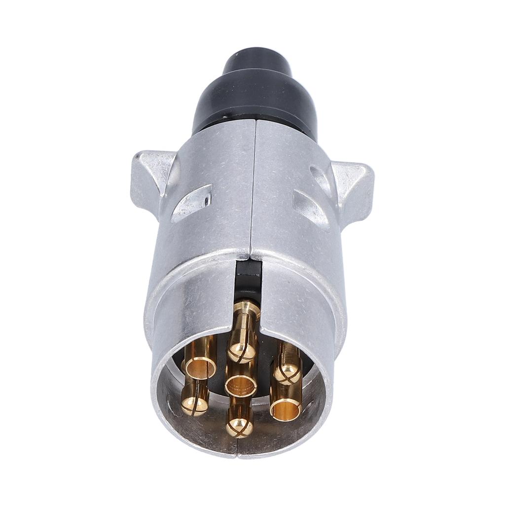 7pin Electric Trailer Plug Truck Interface RV Power Cord Socket Waterproof 12VDC Silver for European Cars