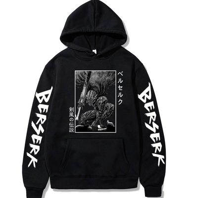 Anime Funny Fashion Anime Berserk Guts Hoodies Men Manga Unisex Streetwear Pullover Winter Fleece Hoodies Sport Jogging Tops