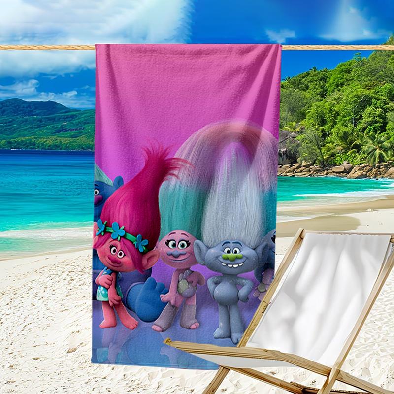 Ultra-Soft Beach Towel with Trolls Theme,Ideal for Pool - Camping, Diving - Perfect Travel Essential, Vibrant Beach Towel.
