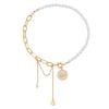 Retro Star Charm Adjustable Chain Necklace Featuring Mixed Materials Pearls Accents Trendy Layering Statement Pieces