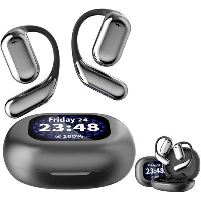 Over-The-Ear-Ohrhörer, echte kabellose Ohrhörer mit offenem Ohr, Bluetooth 5.4-Headset, kabellose Ohrhörer, offene Kopfhörer mit LED-Anzeige, wasserdichte Kopfhörer