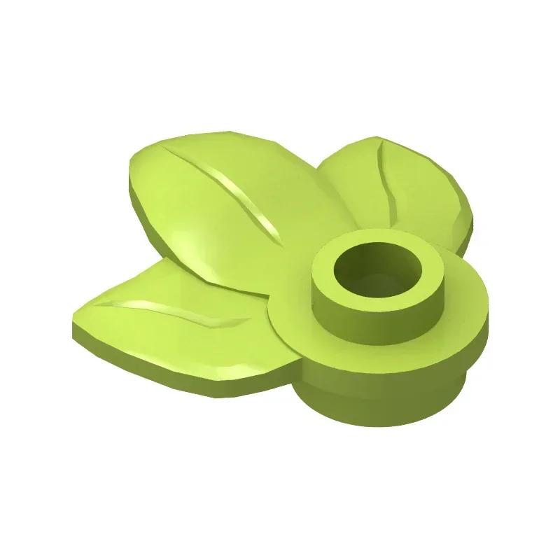 100pcs Plant leaf #32607 1x1 round brick featuring 3 leafs Building Blocks Attachments DO-IT-YOURSELF Components Works With Lego Bricks
