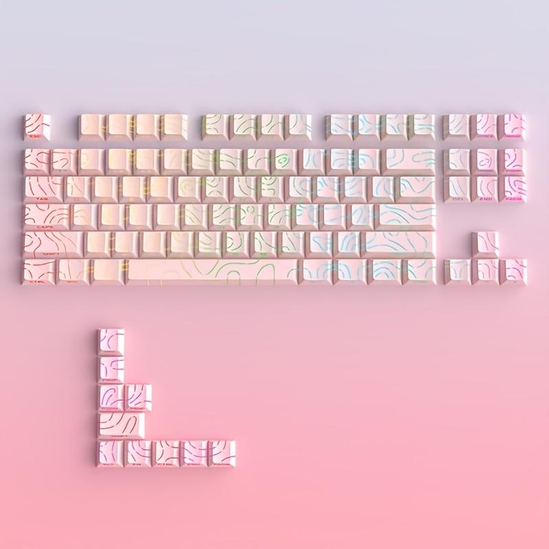

Pink Contour Line Keycaps - Translucent Backlit, Cherry Profile, Double-Shot Injection Molding, 87 Keys, 10 Supplementary Keys