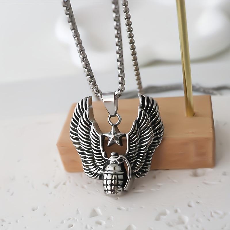 Retro European and American Necklace Grenade with Wings Men's Fashion Necklace Pendant