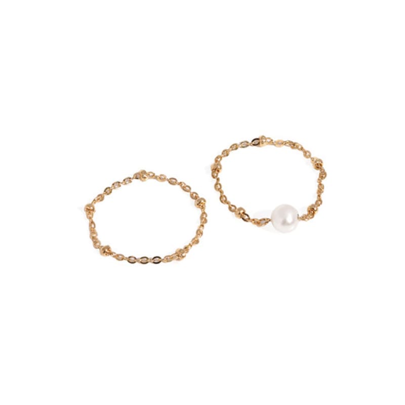 MAYBETOI 14k Chain Ball Freshwater Pearl Ring (2 Types)