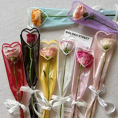 50 Stück schillernde einzelne Rosenhüllen DIY transparente Blumenverpackungstasche Florales Material Verpackung Wasserdicht