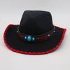 Fashion And Simple Ethnic Style Jazz Hat Men'S And Women'S Hat Cross-Border Wholesale Cowboy Hat Tibetan Vacation Hemming Top Hat