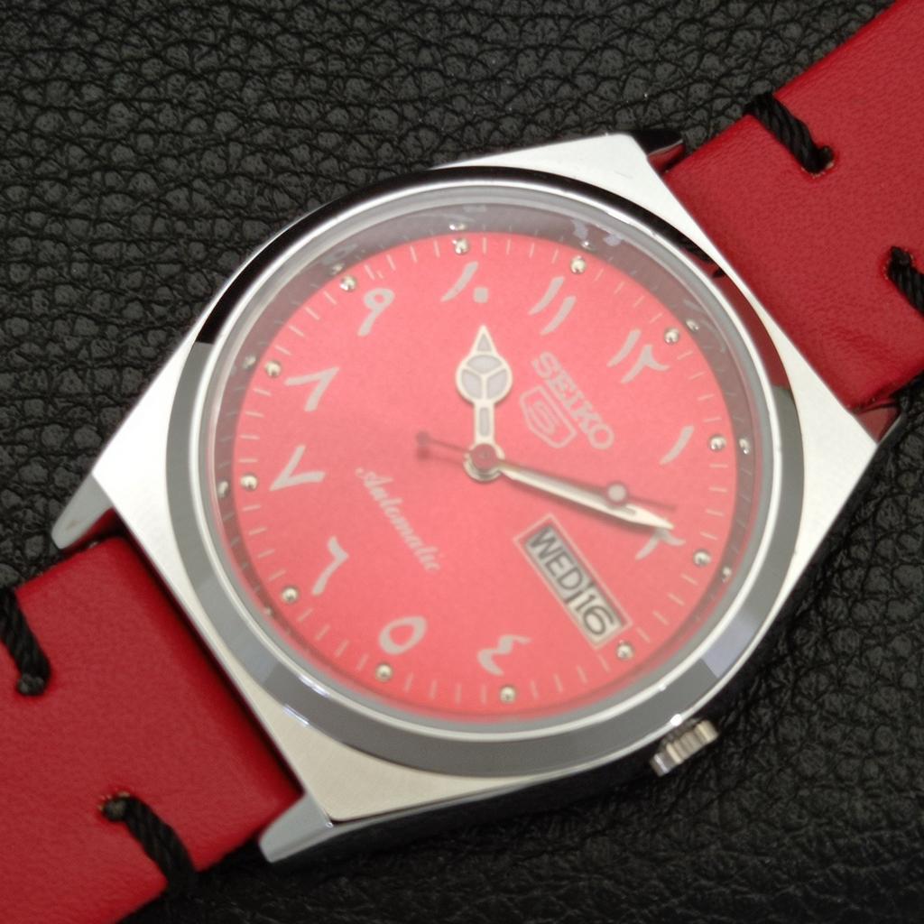 VINTAGE REFURBISHED SEIKO 5 AUTOMATIC 6309A JAPAN MENS RED DIAL WATCH a441310-a