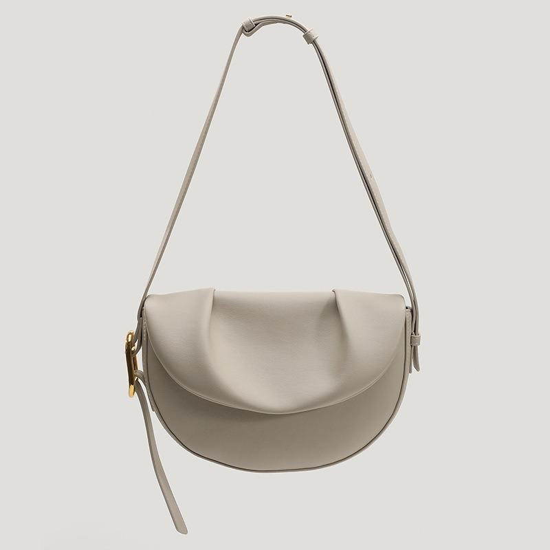 Genuine Leather Spring/Summer Shoulder Bag Niche Crossbody Cowhide Pleated Underarm Saddle Bag