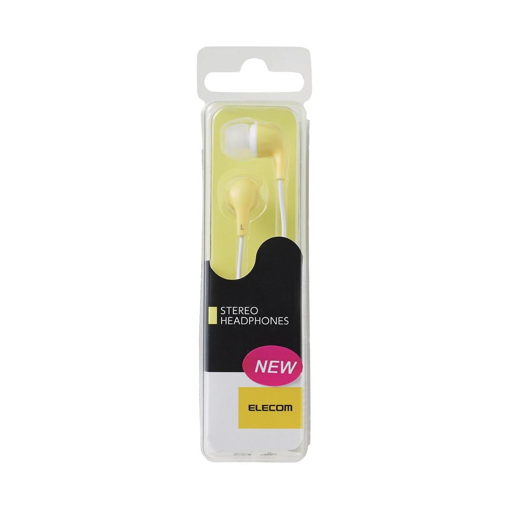 ELECOM CN300 Stereo Headphones, In-Ear, Balanced Sound Quality and Crisp Bass, Yellow, EHP-CN300AYL