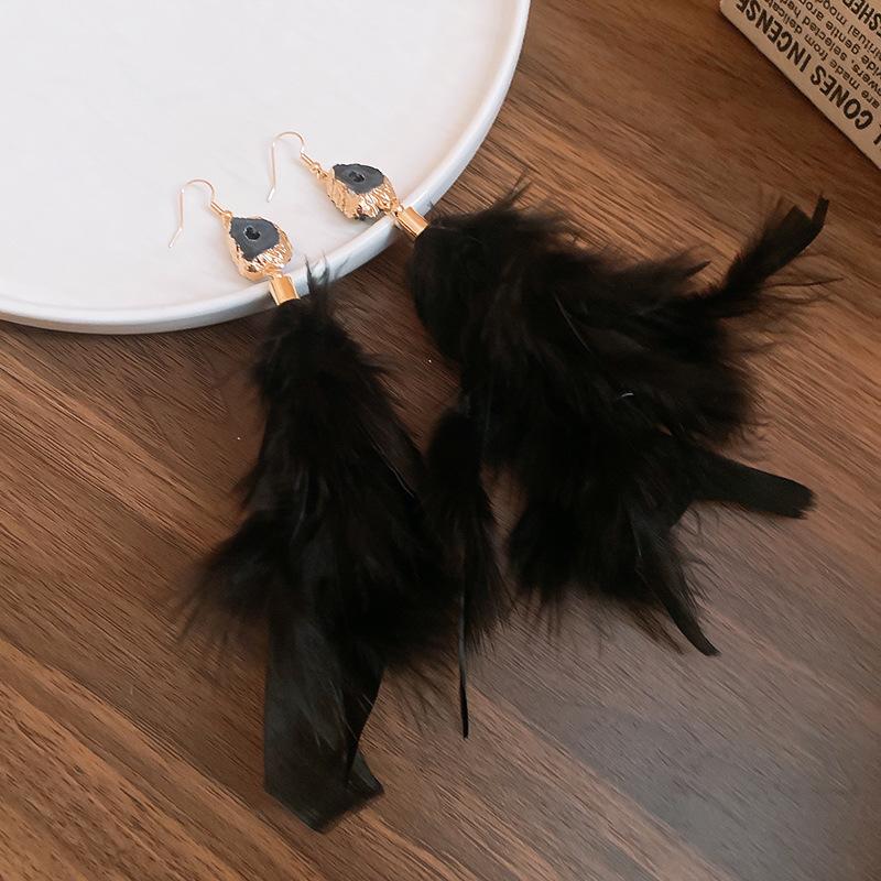 Bohemian Ethnic Style Feathers Fringed Earrings Ear Hooks Personalized Vacation Wind Ears