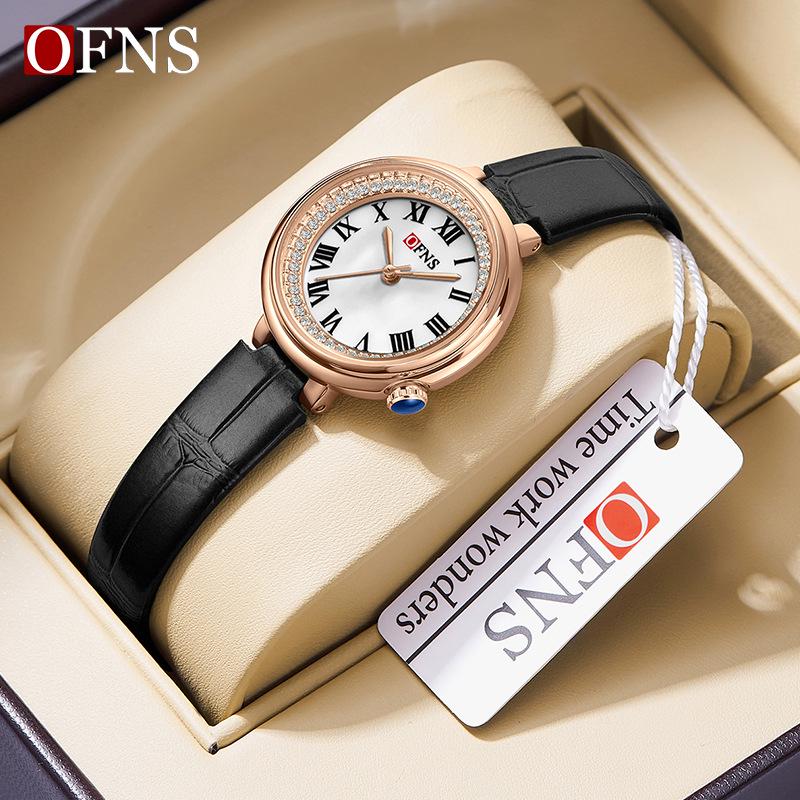 Women's Sanda Round Quartz Wristwatch - Elegant, Diamond-Accented, Light Luxury, Waterproof.
