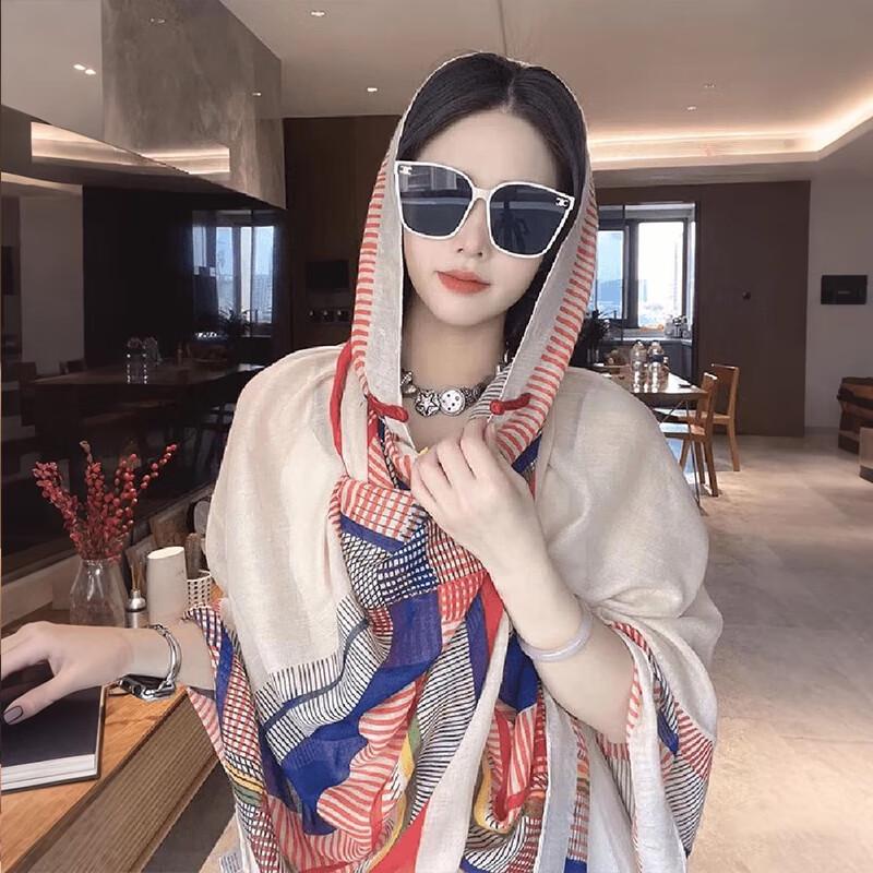 Women's Ethnic Printed Shawl Scarf with Plate Buckle