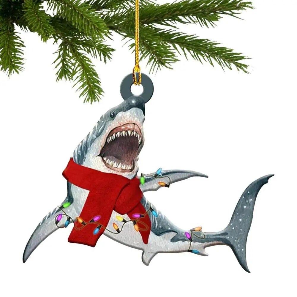 Hangings Shark Christmas Ornaments Acrylic Christmas Tree Decoration Christmas Shark Pendant  Party