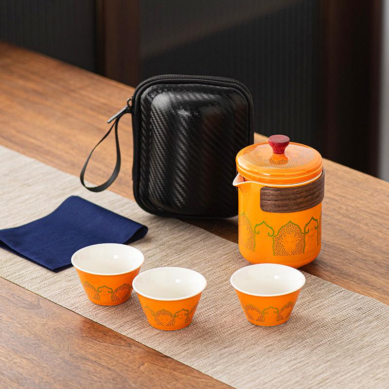 Portable Kung Fu Tea Set with Custom Logo - Ideal for Festivals, Corporate Gifts, and Outdoor Use