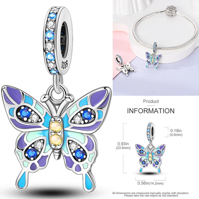 Copper Dragonfly Butterfly Pendant Charms Bead Fit Original Bracelet Bangle Women Jewelry Girl Making Beads