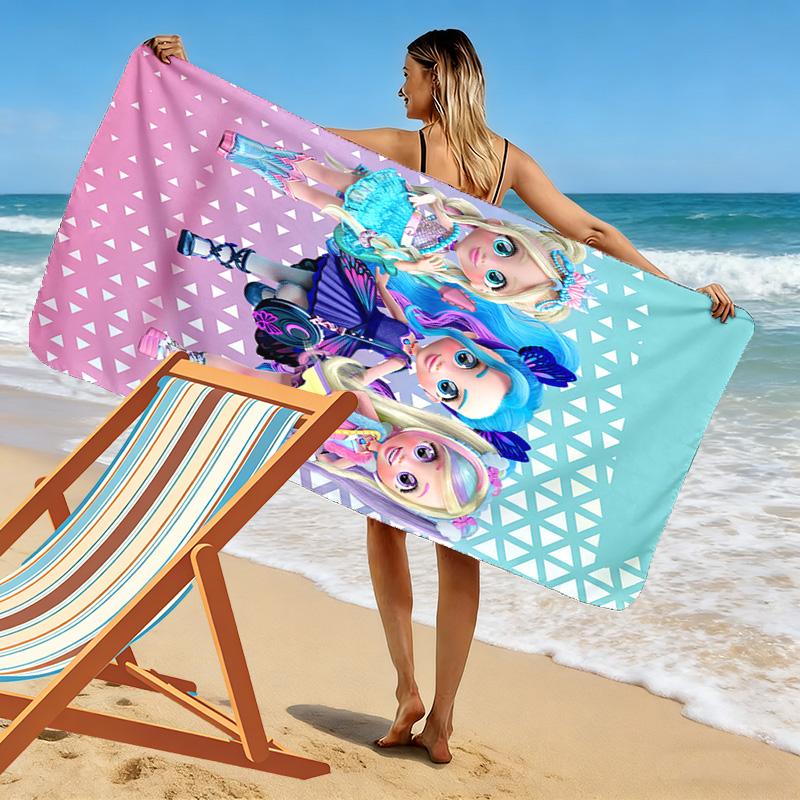 BFF Cartoon Print Beach Towel, Large Soft Quick Dry Towel for Beach Camping Swimming