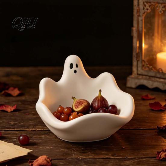 Small Resin Casting Mold Halloween Ghost Storage Bowl Silicone Mold, DIY Jewelry Dish Candy Snack Plate Desktop Organizer for Plaster Cement
