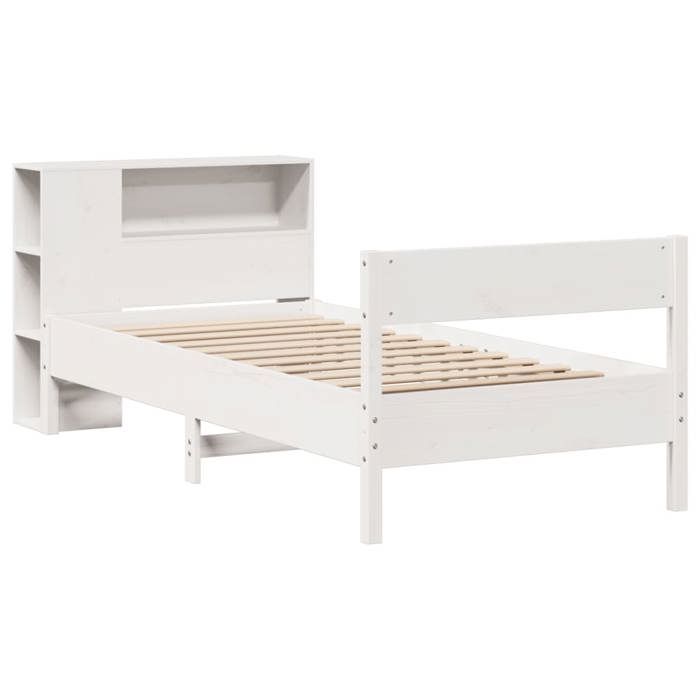VidaXL Lit bibliothèque sans matelas blanc 75x190cm bois de pin massif 3322973