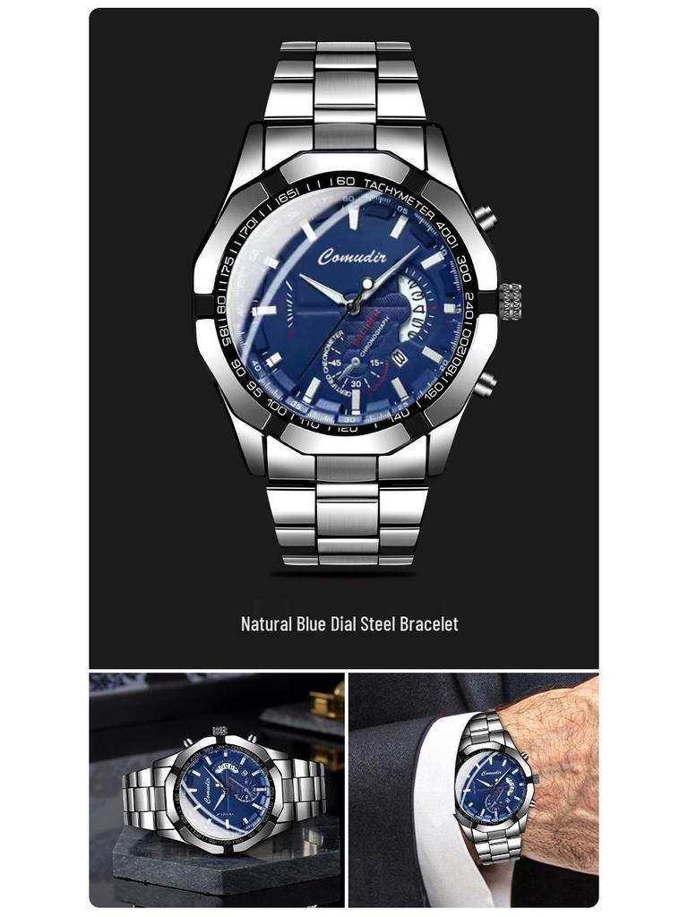 Men's Luminous Waterproof Automatic Calendar Watch with Large Dial