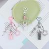 Kawaii Cute Rabbit Keychain  Cartoon Flocking Animal Pendant Keychain Exquisite Backpack Decoration Accessories Gifts