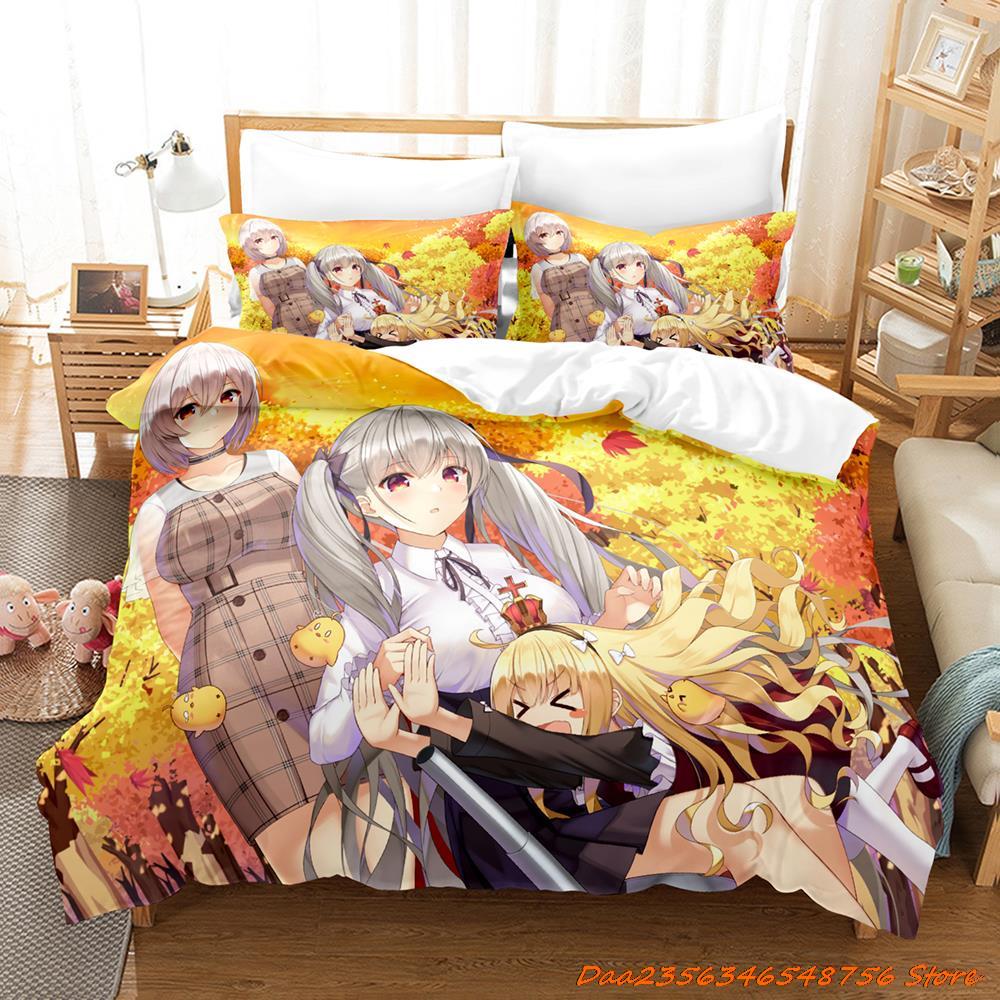 Sexy Azur Lane Sirius Beding Set Carton Anime Thre-piece Set Adult People Kid Bedrom with Soft Fabric Duvetcover Sets 3D Kawai Girl Game Bed Set