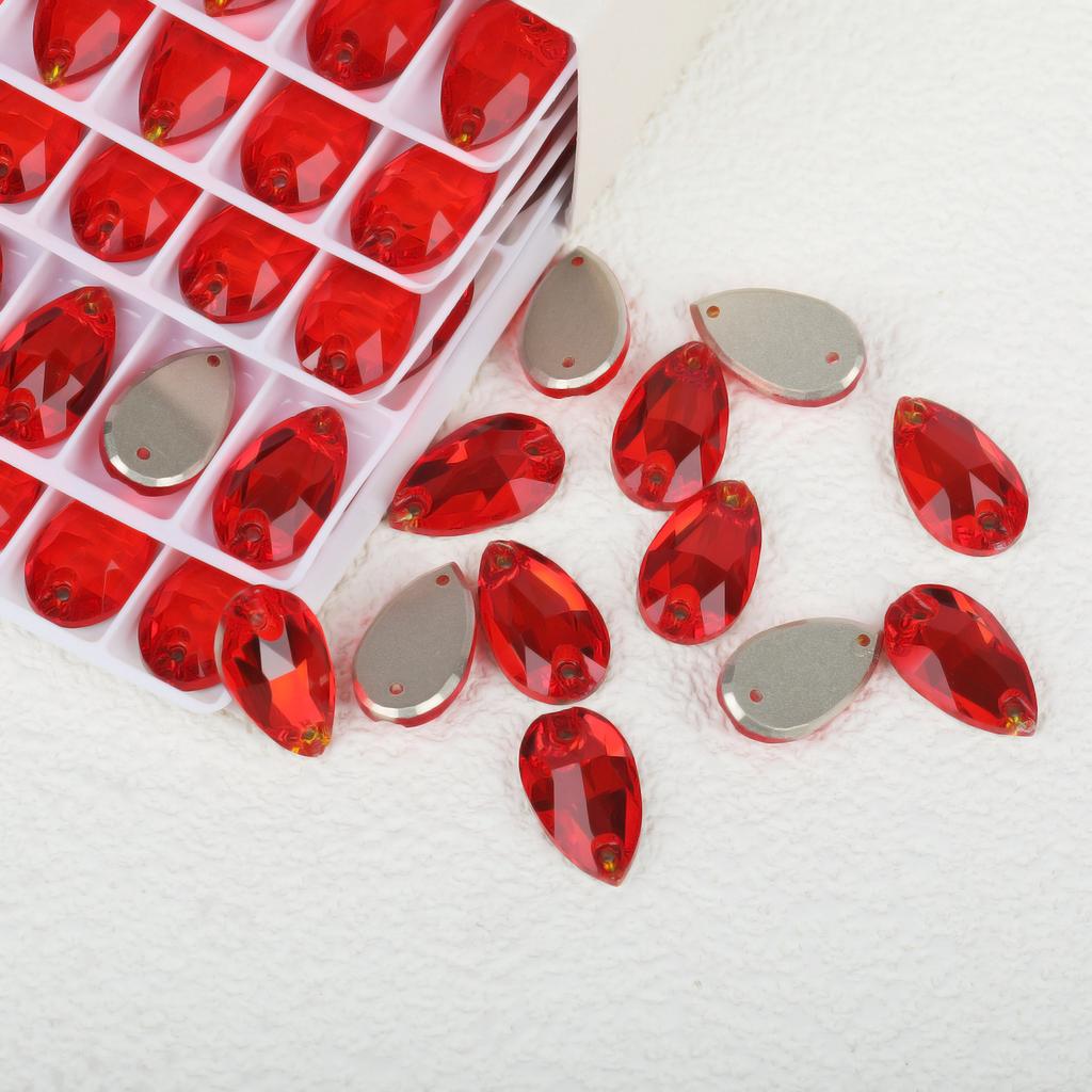 K9 Weichen Glass Boutique Hand-Sewn Drill Flat Bottom Double Hole Water Drop Flat Buckle Ab Special-Shaped Colored Diamond Diy/Double Hole Gem Drill