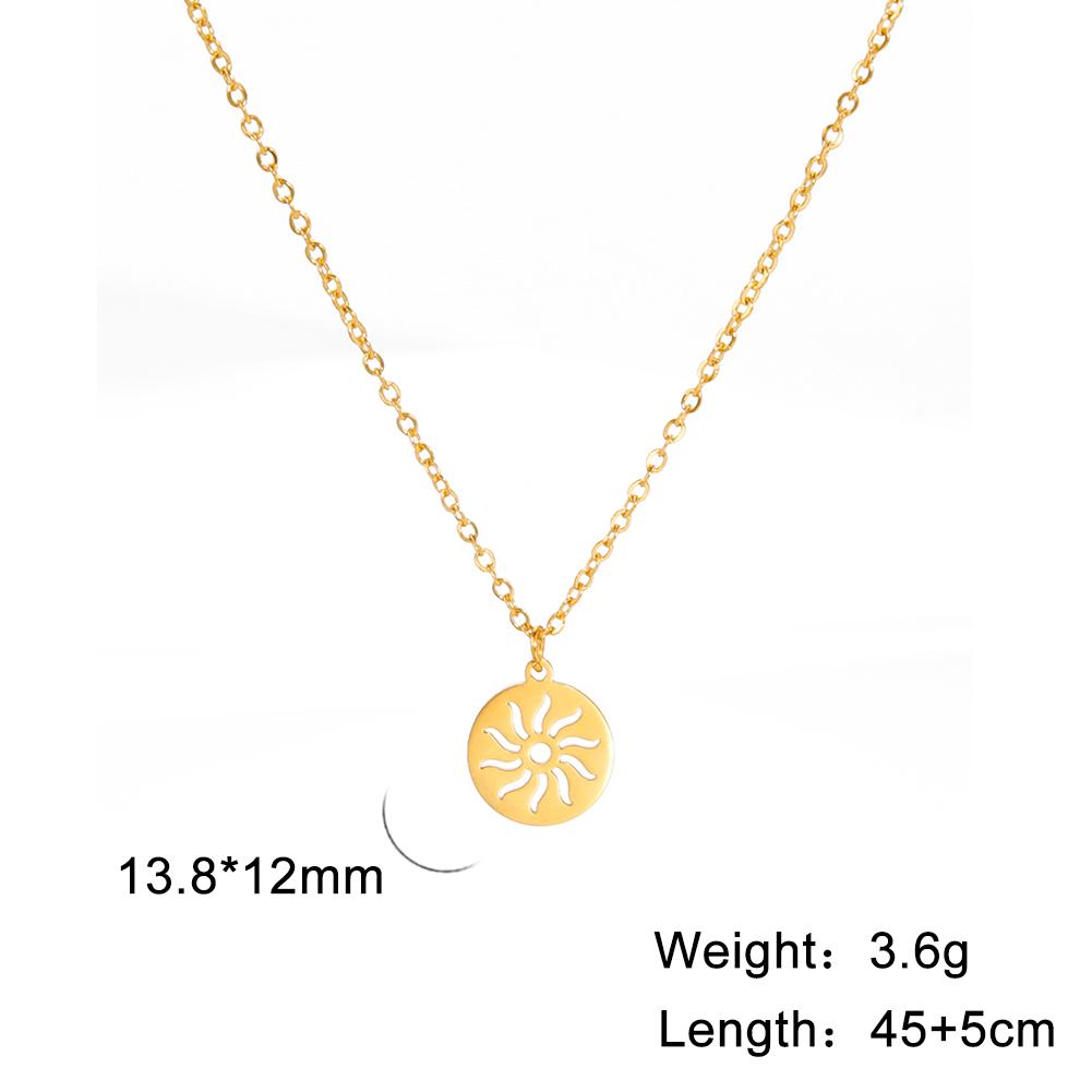 Cazador Small Sun Pendant Necklace for Women Round Minimalist Double Chain on Neck Gift Stainless Steel Jewelry 2026 Wholesale