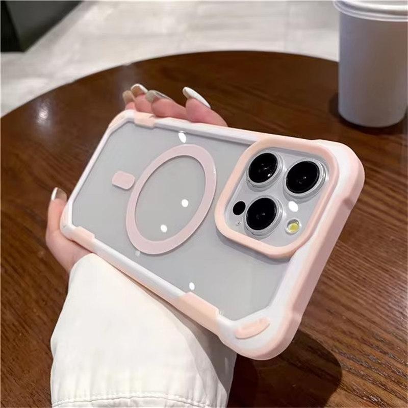 For iPhone 15 Pro Max Luxury Magsafe Magnetic Square Silicone Frame Phone Case For iPhone 11 12 13 14Plus Samsung S24 Ultra Clean Protective Cover