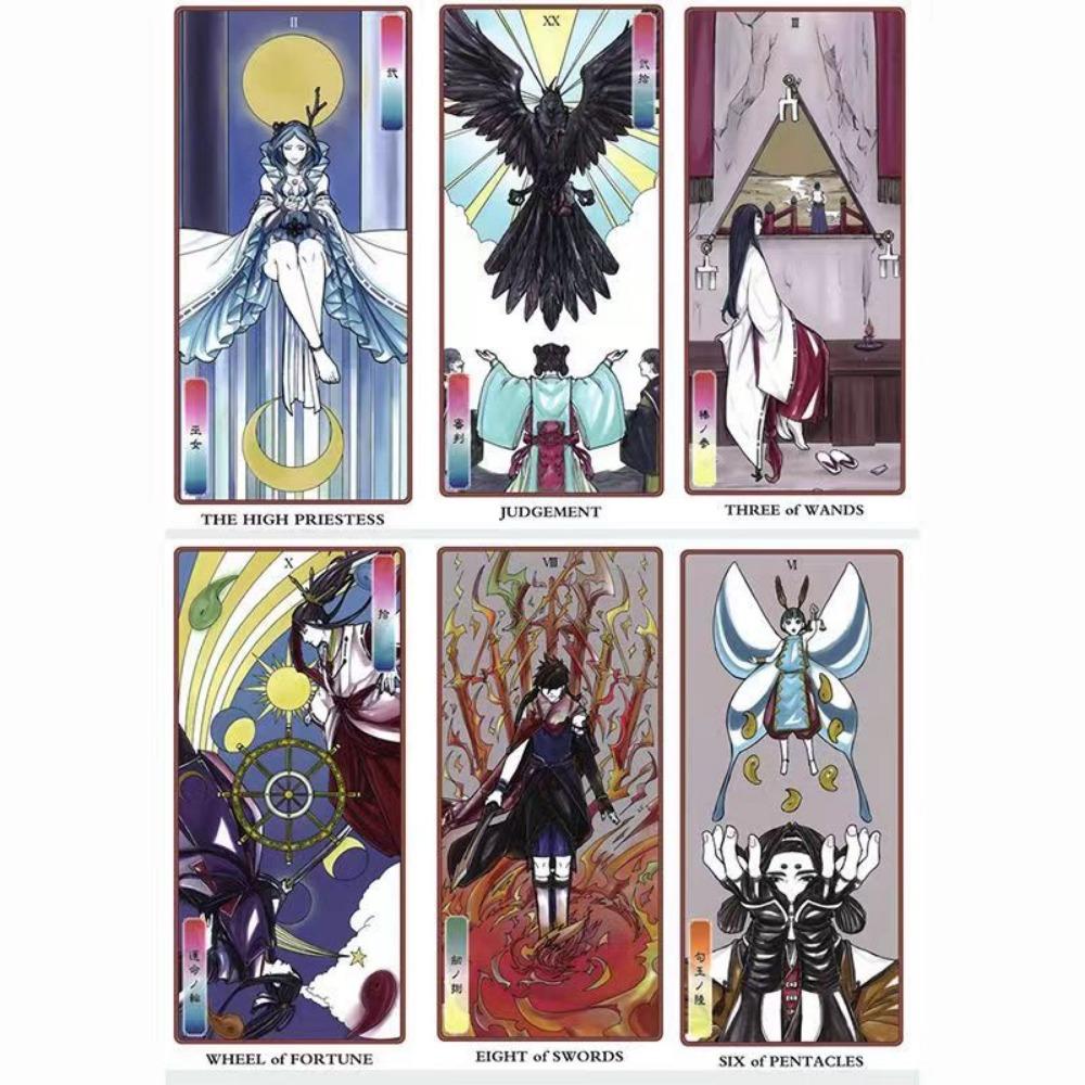 12.5*6cm Japanese Myth Tarot Deck Cards Read Future Tarot Deck Card Game 78 Pcs Cards with Velvet Tarot Bag for Beginners