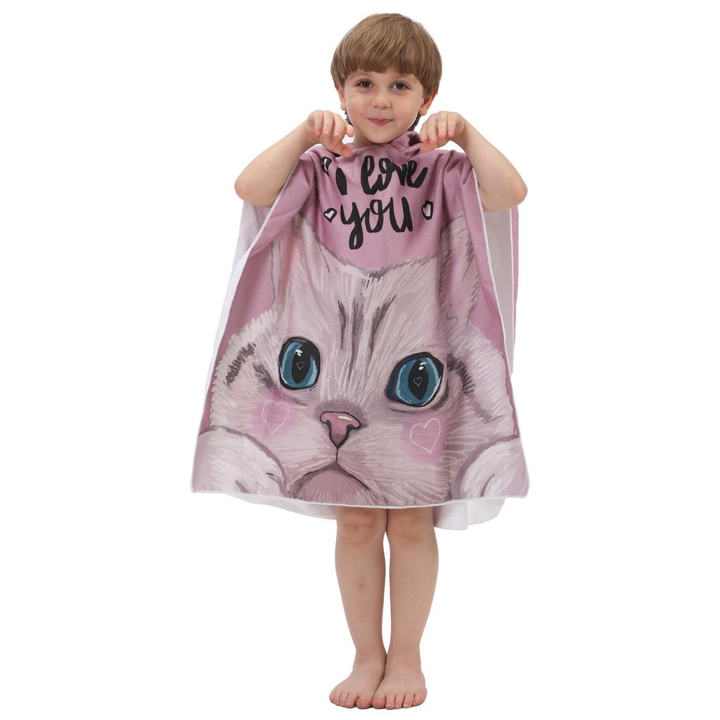 Ultra Fine Fiber Children's Bath Towel Printed Large Bathrobe for Baby Beach Swimming, Portable Absorbent Beach Towel