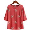 Summer Suit Printed Ladies Short-sleeved Cotton and Linen Loose Summer Clothes Two-piece Suit Plus Size