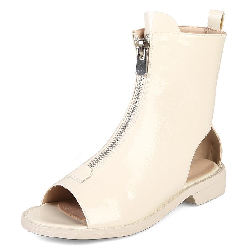 

Повседневные женские сандалии Летняя обувь 2024 Модные туфли-лодочки с открытым носком Гладиаторские ботильоны на щиколотке Женская молния Черный Бежевый Весна Удобные 37 бежевый