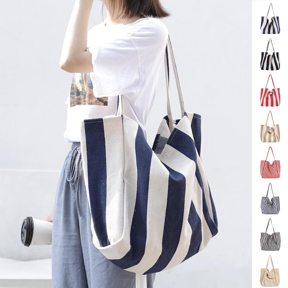 striped canvas tote
