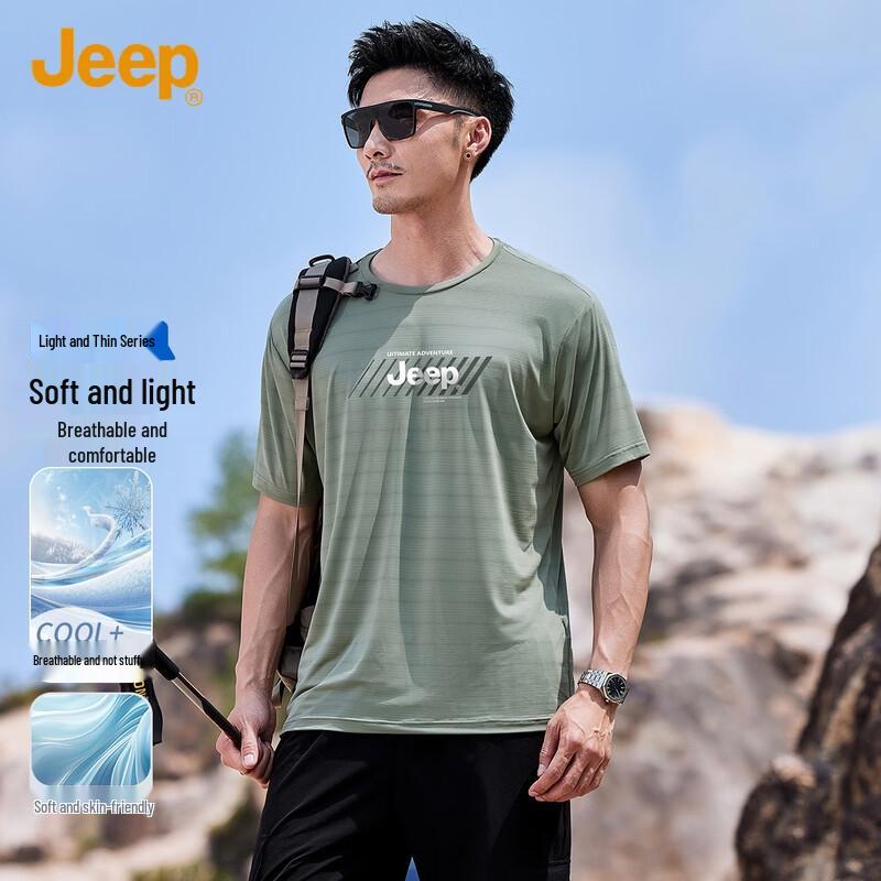

JEEP Men s Casual Short Sleeve Round Neck T-Shirt L