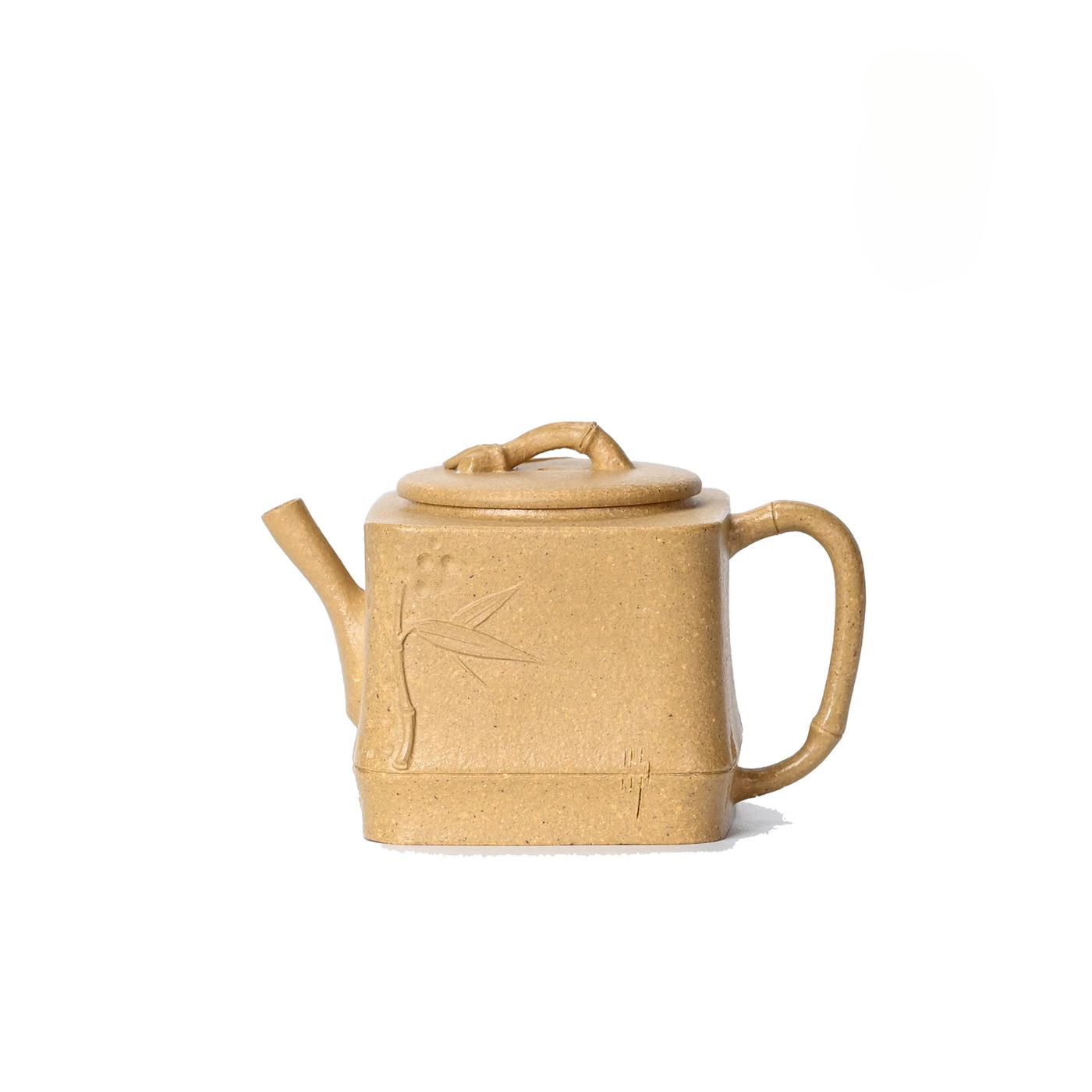 130ml Creative Yixing Purple Clay Teapots Handmade Bamboo Square Pot Raw Ore Section Mud Tea Infuser Kettle Zisha Tea Set Gift