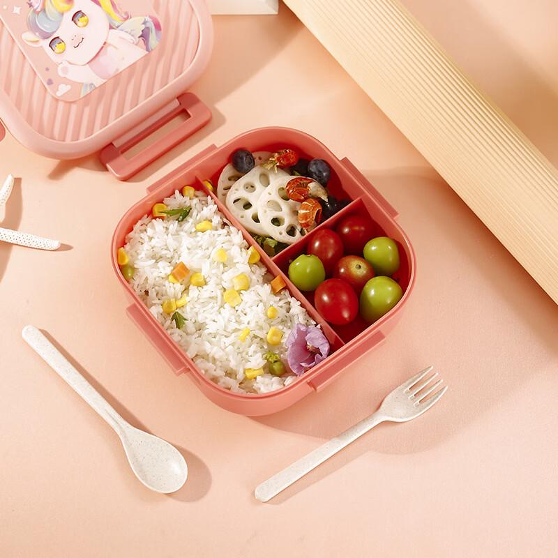 ZISIZ Cartoon Divided 3-Compartment 304 Stainless Steel Lunch Box