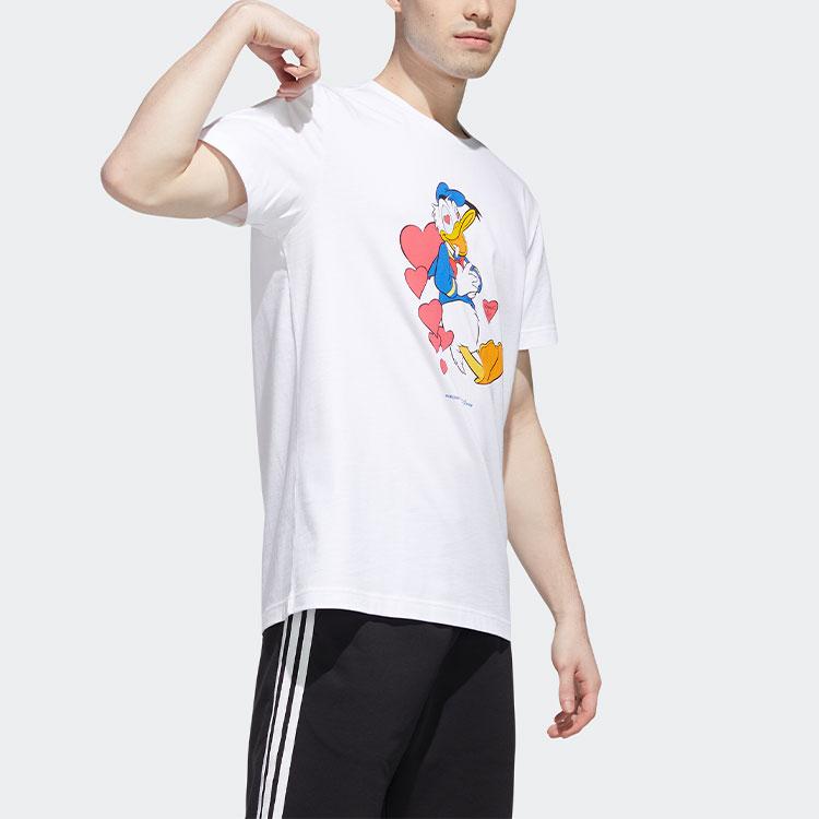 Adidas Neo Disney Donald Duck Print Casual Short Sleeve T-Shirt Men Tops White GJ5637