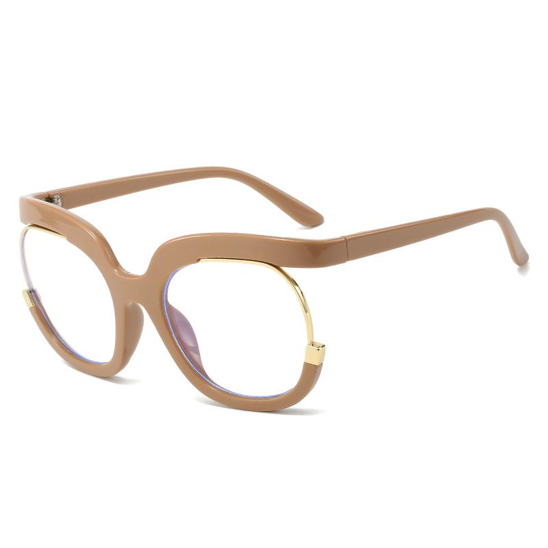 TEMU popular fashion glasses frame female, personalized half frame glasses frame Internet celebrity flat mirror anti-blue light