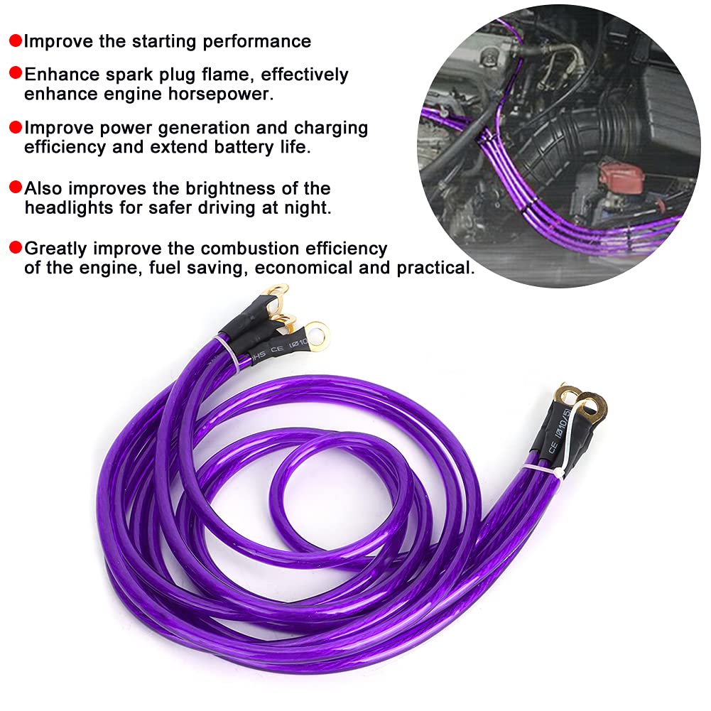 Car Ground Wire, Strong Grounding Kit, Strong Grounding Cable, 5 Pieces, PVC Material, Brass