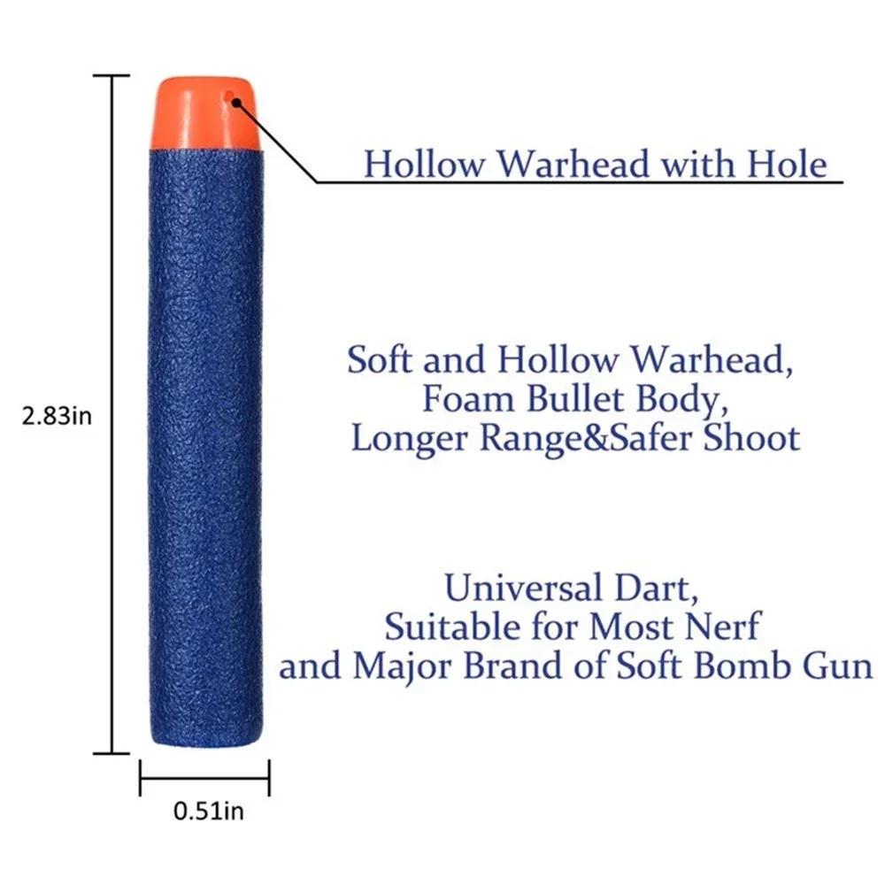 Blue Soft Hollow Hole Head Bullets 7.2cm For Refill Darts Toy Gun Bullets For Series Blasters Xmas Kid Children Gift