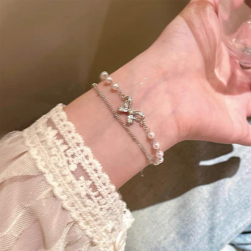 Bracelet Perle Irregulière Forme Spéciale Française Bracelet Femmes Niche Luxe Léger Exquis Doré Demi-Bracelet Bracelet Accessoires