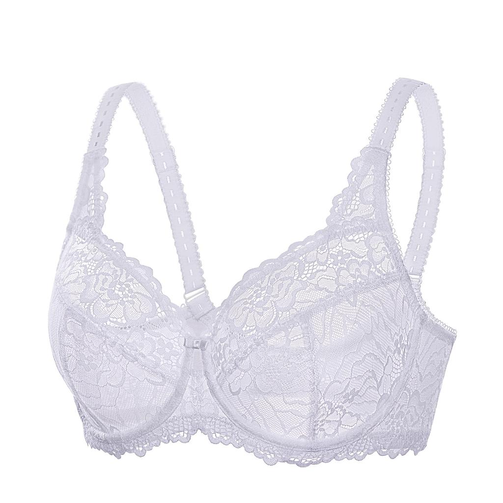 Large Size Floral Glamour No Sexy Lace Makes Bust Look H100 [DELIMIRA] Bra, Lace, Bust, Underwired, Pads, Bra, Smaller, White,
