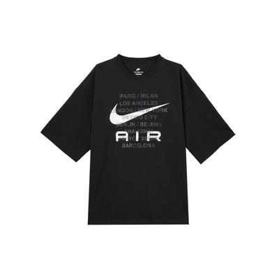 Sportswear Letter Print American Vintage Loose Fit Round Neck Short Sleeve T-Shirt Men Tops Black FD1250-010