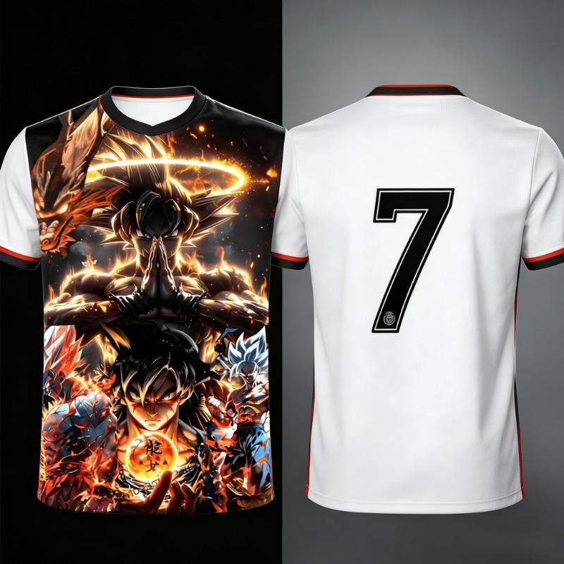 

2026 Summer Dragon Ball Oversized Tee High Quality 3D Print Goku & Shenron & Number 7 Four Star Dragon Ball Graphic Unisex Retro S