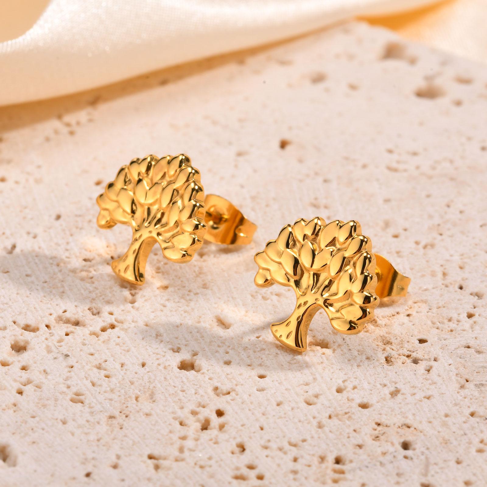 

Stainless Steel Tree of Life Stud Earrings for Women Mini Gold Color Minimalist Earring Fashion Jewelry Gift 2026 Trend